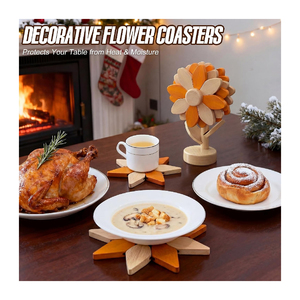 Sunflower Wooden <strong>Trivets</strong> for Hot Dishes Set of 5 Beech Wood Heat Resistant <strong>Trivet</strong> Mats Hot Pots Pans Bowls Teapots Tree <strong>Stand</strong> - Product Image 4