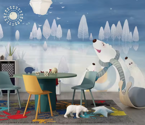 Decoración de Pared de Dormitorio Infantil Impresa en 3D Personalizada y Ecológica, <span class=keywords><strong>Papel</strong></span> <span class=keywords><strong>Tapiz</strong></span> Mural de Animales de Dibujos Animados, Oso <span class=keywords><strong>Polar</strong></span>, para Mejoras del Hogar - Product Image 2