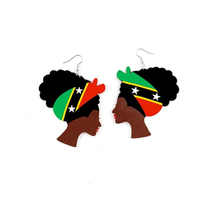 Boucles d'oreilles <span class=keywords><strong>color</strong></span>ées personnalisées de plusieurs styles avec impression numérique et logo du drapeau de Saint-Kitt-et-Nevis à prix bon marché - Product Image 4