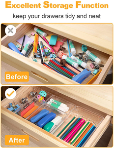 Set da 12 pezzi <span class=keywords><strong>organizer</strong></span> per cassetti trasparenti <span class=keywords><strong>organizer</strong></span> per <span class=keywords><strong>scrivania</strong></span> da ufficio in acrilico con cassetto - Product Image 3