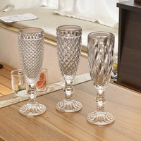 Verre à vin à pied en verre taillé diamant, style vintage, gaufré, sans plomb, ensemble de verres à vin, logo personnalisé, vente en gros pour mariage, bar, fête