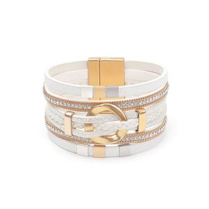 Pulsera de Cuero para Hombre, Artículo Profesional de Alta Rentabilidad, Incrustaciones de Madreperla, Regalo Navideño para Mujer, Acero, Color Original - Product Image 3