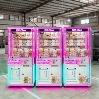 Machine à griffes à lumière néon avec armoire de rangement supérieure, jeu d'arcade à pièces, distributeur de prix pour centre de divertissement / centre commercial