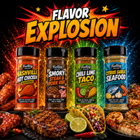 Lot de 4 assorts d'assaisonnements OEM avec saveurs poulet épicé, barbecue fumé, tacos et fruits de mer