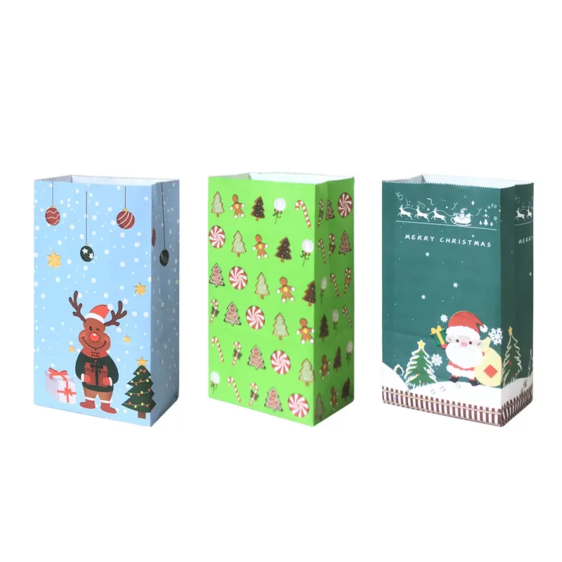 13*8*24cm In Stock Wholesale Christmas Paper Bag Packaging Children's Gift Candy Apple Red Kraft Paper Bag