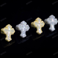 Personnalisé Hip Hop 14K 18K Vvs Moissanite Croix Étoile À Six Branches Anneaux Glacé 925 Argent Diamant Cubain Lien Anneau Bijoux Hommes