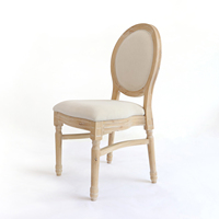 Chaise de salle à manger Louis XVI en bois massif, dossier ovale, rembourrée en lin, style vintage, pour la maison, les mariages, les hôtels