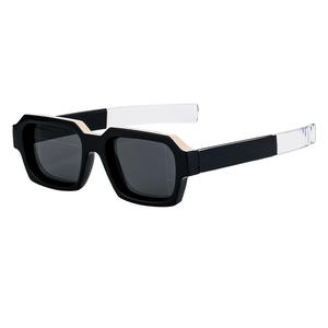 Nouvelles lunettes de soleil carrées unisexes, protection UV400, verres en PC, monture noire, style extérieur ZS-2434 - Product Image 2