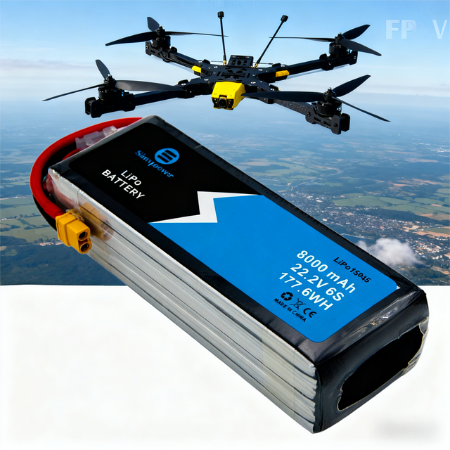 Sinxpower LiHV Solid State Battery 6S 22.2V 22.8V 23.1V 8000mah High Capacity High Quality Long Range FPV Drones 25C Discharge