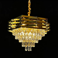 Lustre en cristal décoratif de luxe or/noir, hauteur réglable, luminaire suspendu en cristal pour la maison/l'hôtel (80022-D500)