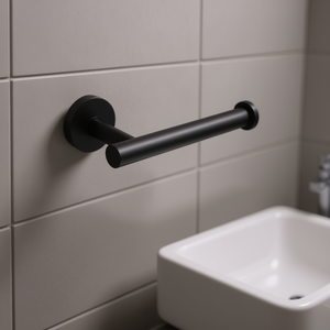 Porte-papier toilette mural en acier inoxydable SUS304 noir mat moderne, design rond, style minimaliste pour cuisine et salle de bain - Product Image 2