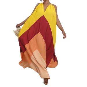 Vestidos de Verano Holgados sin Mangas con Cuello en V y Combinación de Colores para Mujer - Product Image 1