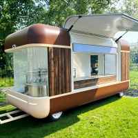 Remorque alimentaire mobile entièrement équipée en acier inoxydable avec barbecue, bar mobile, résistante à la rouille, design vintage classique, pour usage extérieur