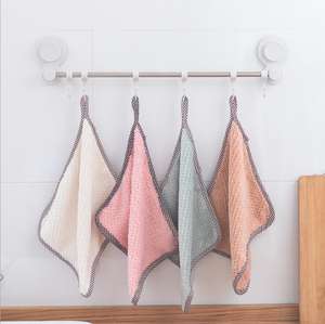 O237 25*25cm Serviettes de cuisine, outils de lavage de la vaisselle, tissu absorbant antiadhésif épaissi, carré, microfibre, serviettes à suspendre - Product Image 4