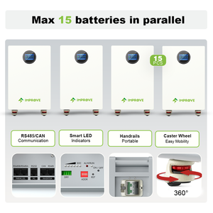 แบตเตอรี่ลิเธียมไอออน LiFePO4 51.2V แบบแยกส่วน 16kWh 32kWh พร้อมล้อเลื่อน IP54 ระบบไฮบริดติดผนังสำหรับบ้าน ระบบกักเก็บพลังงานแสงอาทิตย์ อายุการใช้งาน 10 ปี - Product Image 3