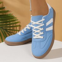 Baskets décontractées pour femmes, style tennis, confortables, plates, en microfibre PU, pour la marche et le sport, style classique printemps-été-automne