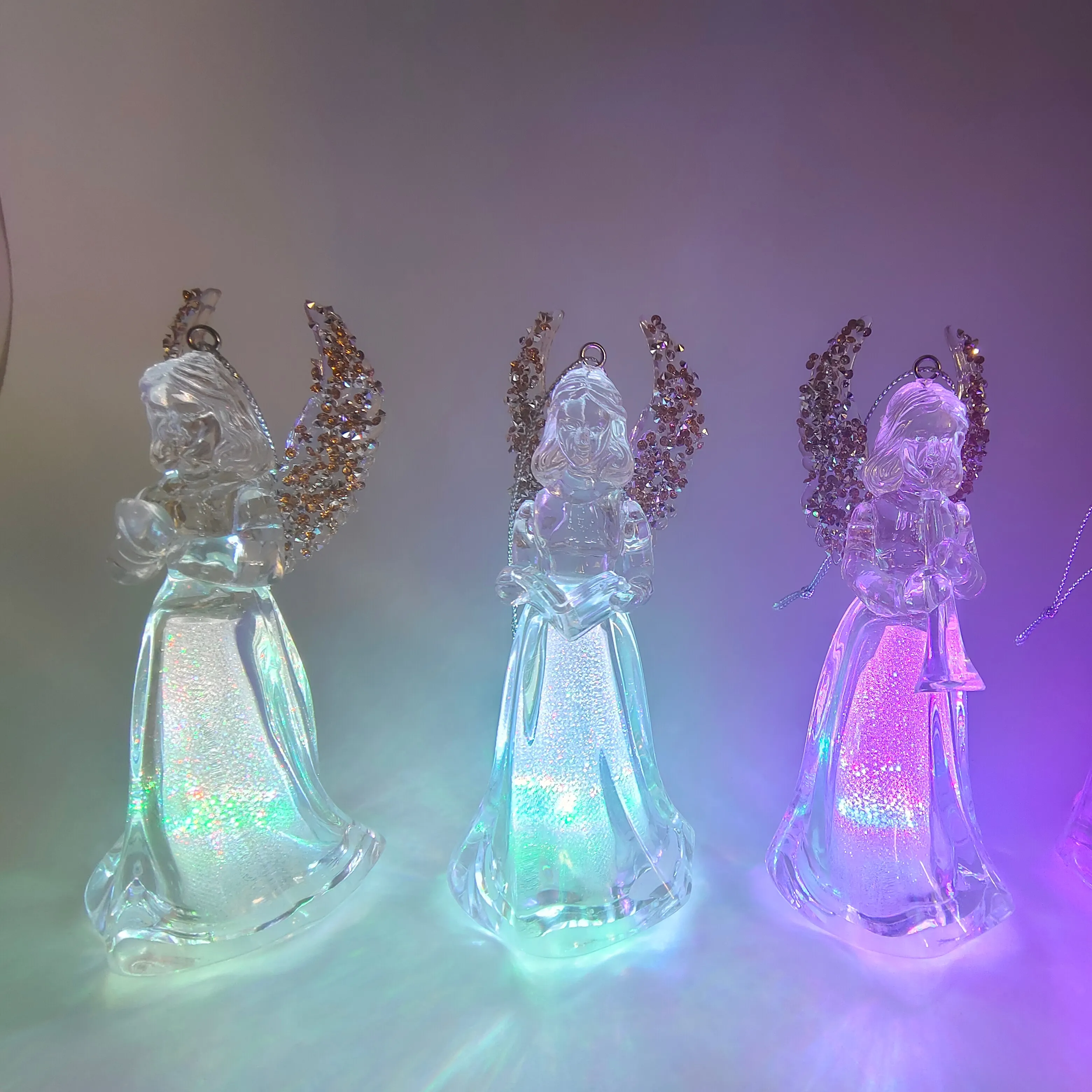 2024 sản phẩm đẹp dẫn ánh sáng giáng sinh thiên thần trang trí Acrylic bức tượng nhỏ