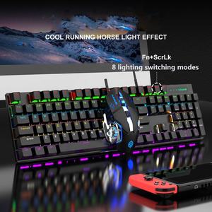 KM600 Tastiera Meccanica Professionale da Gaming con Switch Blu, 104 <span class=keywords><strong>Tasti</strong></span>, Retroilluminazione LED RGB <span class=keywords><strong>Portatile</strong></span>, Set con Mouse per <span class=keywords><strong>PC</strong></span> - Product Image 3