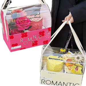 Valentine của ngày 520 trong suốt màu đỏ hoa hộp cầm tay có thể tái chế bánh <span class=keywords><strong>container</strong></span> cho bao bì thực phẩm và quà tặng kỳ nghỉ - Product Image 2