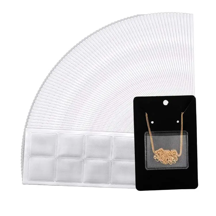 Vente en gros de sac PE souple en plastique pour collier chaîne de bijoux Emballage de carte Pochette adhésive transparente auto-adhésive pour collier