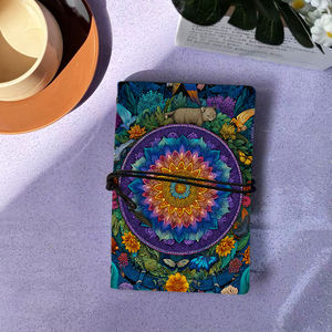 Carnet de notes A6 fait à la main de style vintage 80 feuilles pour les professionnels avec <span class=keywords><strong>Mandala</strong></span> <span class=keywords><strong>chat</strong></span> oiseaux papillons Flowe - Product Image 1