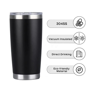 Gobelet isotherme personnalisable en acier inoxydable à double paroi de 20oz et 30oz pour café et vin, avec paille et logo personnalisé, vente en gros - Product Image 3