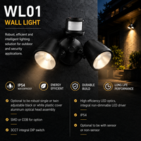 Projecteur LED extérieur double tête 24W, IP54, 3 températures de couleur réglables, détecteur de mouvement PIR, SAA CE RoHS pour garage et extérieur