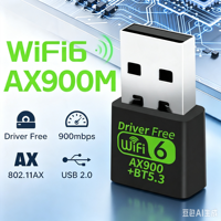 Adaptador Inalámbrico AX900 BT 5.3 RTL8851BU para PC, Adaptador LAN Inalámbrico, Dongle WiFi 6, Dongle USB Combinado de Alta Velocidad de 2.4G y 5GHz