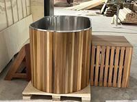 Bañeras Modernas de Hidromasaje para Interiores y Exteriores, Bañera de Agua Fría y Caliente de Madera con Diseño Ecológico y Panel de Control Computarizado