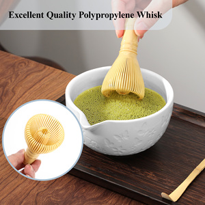 Traditional Japanese 4PC Matcha <b>Tea</b> <b>Set</b> Ceramic Bowl & PP Whisk with Flower Pattern for Home <b>Tea</b> Ceremony - Product Image 3