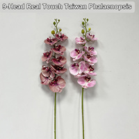 Anggrek Phalaenopsis Taiwan 9 Tangkai Real Touch Warna Pink Bean Paste Ungu Bunga Palsu Grosir