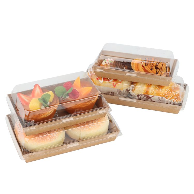 Transparent Promotion Custom Logo Lunch Portable Dessert Food Paper Kraft Paper Sandwich treat Food Packing boxPopular