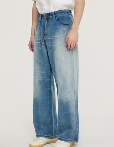ODM OEM Unisex <span class=keywords><strong>uomo</strong></span> donna a vita alta Vintage Baggy mamma Denim <span class=keywords><strong>Jeans</strong></span> ricamati Monkey Wash Whisker elegante con bottone rivetto intrecciato - Product Image 2