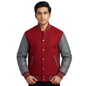 Blousons universitaires en chenille pour hommes et femmes, blousons bomber en laine et cuir OEM, style scolaire personnalisé - Product Image 1