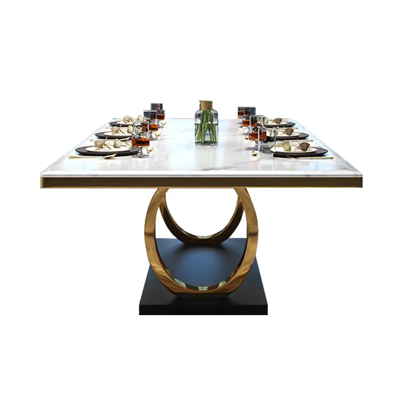 Mesa de jantar para 6 e 8 cadeiras, conjunto de mesa de jantar em marmore para sala de jantar, fabricante chinês de móveis, pinho reciclado