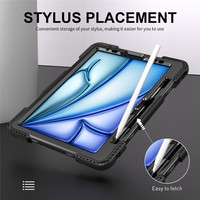 Robuste 360 Rotatif Dragonne Béquille Antichoc Robuste Tablette étui pour iPad Air 6 Gen 11 Pouces 2024 Air 4 5 10.9 Pro 11