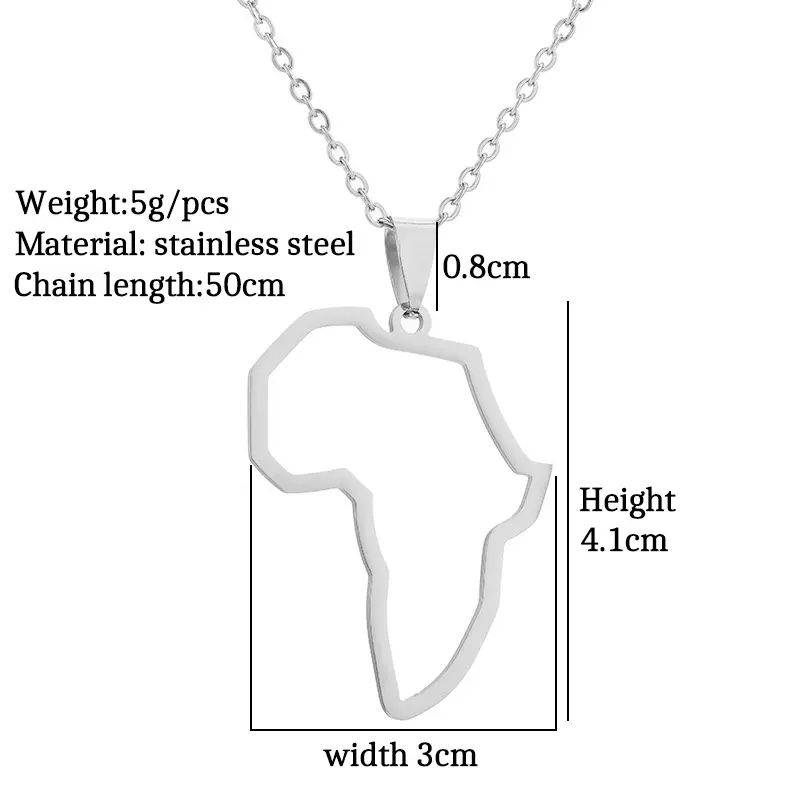 स्टेनलेस स्टील हार गहने कस्टम सोना मढ़वाया देश नक्शा अफ्रीका नक्शा हार
