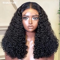 Perruque 5x5 HD Lace Closure Pixie Bouclée Cheveux Humains Bruts Sans Colle Pré-Pluckée Prête à Porter Densité 250% pour Femmes Noires