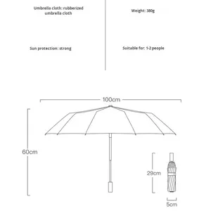 Paraguas Plegable 16K de 16 Varillas con 70% de Protección Solar, Estilo Fresco, Revestimiento de Color, Mango de Madera Vintage, Manual, Regalo, 105cm - Product Image 2