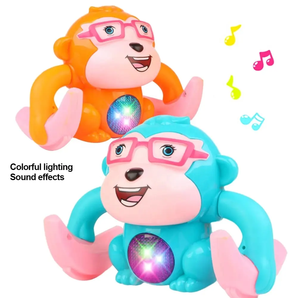 Flipping voice control tumbling monkey toy rollover electric induction rolling animal toy for children with lighting and music