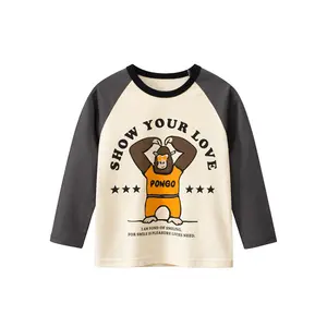 Rarewe定制长袖猩猩设计Baseshirt印花儿童100% 精梳棉男童t恤