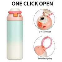 Bouteille d'eau en acier inoxydable 304 avec paille, couvercle 2-en-1 à ouverture rapide, double paroi isolée sous vide, anti-fuite, pour sport et voyage