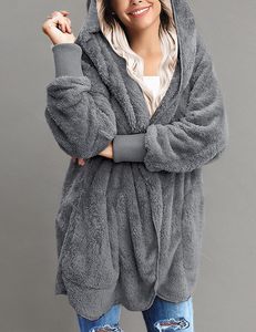 Veste Sherpa ample vintage pour femmes, cardigan long, pulls en molleton duveteux, fausse fourrure, manteaux de maternité grande taille - Product Image 5