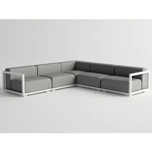 Juego de muebles de exterior de diseño italiano, muebles de salón minimalistas modulares de lujo para jardín al aire libre, conjunto de sofá de aluminio, muebles de patio