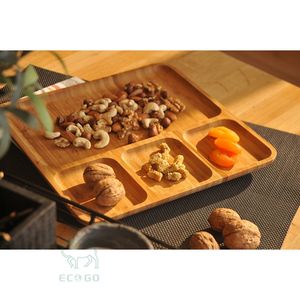 Bandeja de Bambú Ecológica con Compartimentos y Acabado Lacado para Servir Aperitivos, Frutas y Verduras - Product Image 2