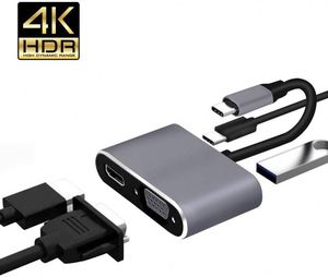 Convertidor de carga de Cable tipo <span class=keywords><strong>C</strong></span> a Hub 4 en 1 para Phone Pad Thunderbolt 3 Adaptador compatible con <span class=keywords><strong>USB</strong></span> 3,0 Tipo-<span class=keywords><strong>C</strong></span> PD 4 en 1 Hub - Product Image 4
