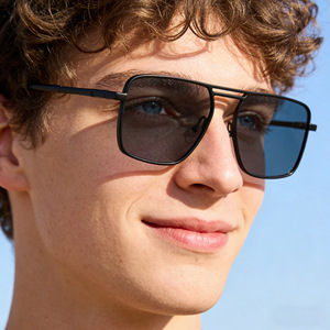 Lunettes de soleil carrées KSL-98280 pour hommes, monture en métal noir, verres PC, protection UV400, style conduite - Product Image 4