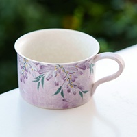 Tasse à thé en céramique de style chinois Chunying Wisteria peinte à la main, tasse individuelle pour le bureau, les voyages, Dehua