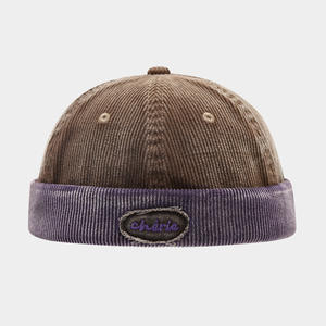 Casquette de baseball unisexe assortie, style japonais Harajuku, rayée colorée, tendance et cool, en denim <span class=keywords><strong>marin</strong></span>, avec ruban à lettres 'Landlord' - Product Image 3