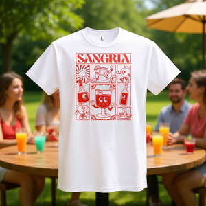 T-shirt bianca Sangria con grafica rossa, abbigliamento promozionale - Product Image 3